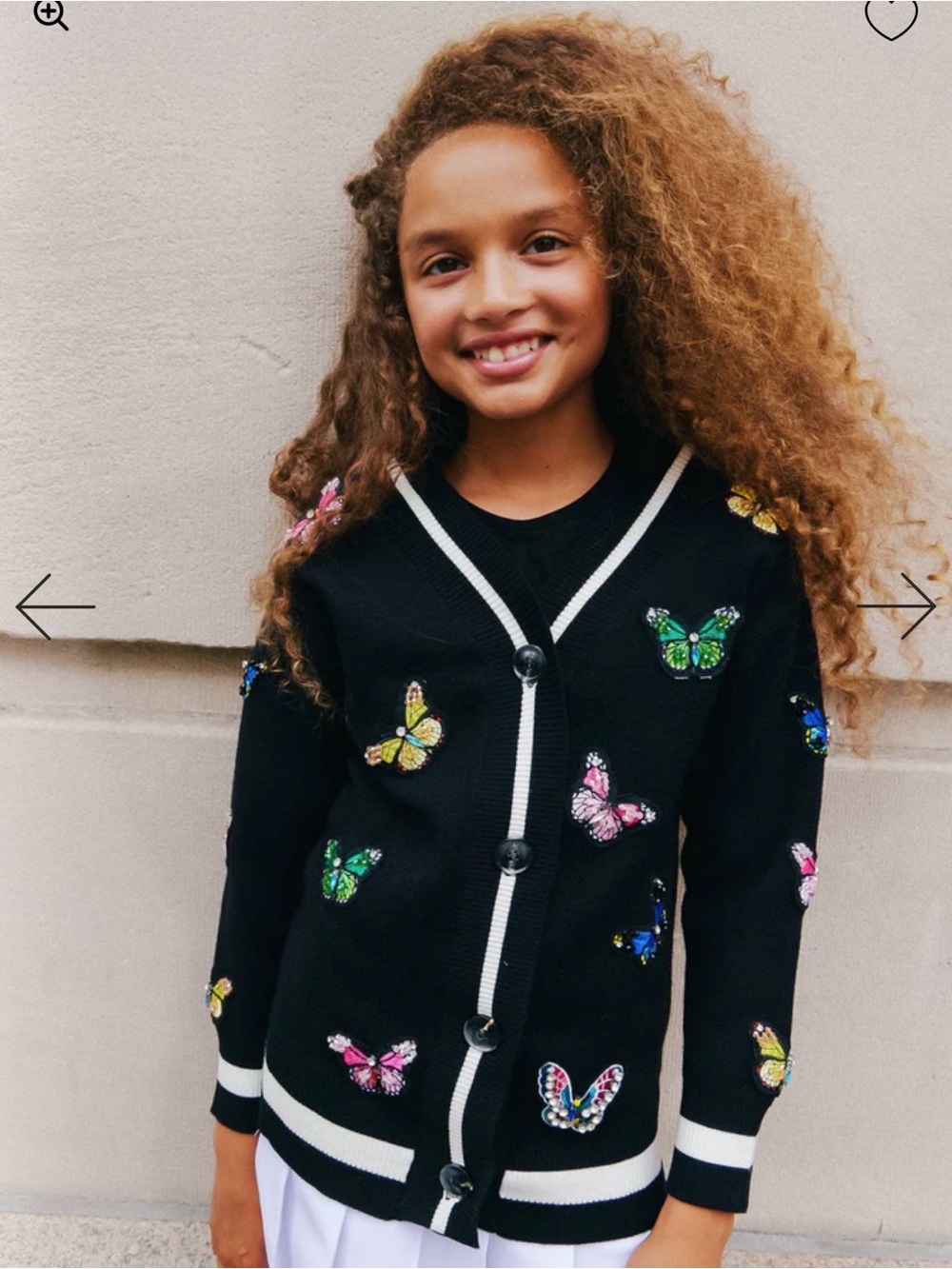 Lola + The Boys Black Butterfly Appliqué Cardigan